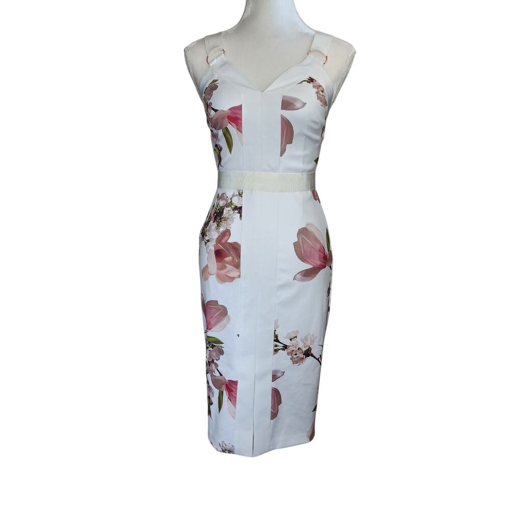 Ted Baker Irasela Harmony White Floral Panel Dress Women's Size 1 4 Small